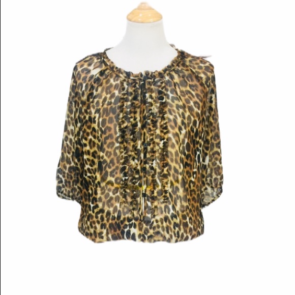 Express Tops - ❤️ 5/25 EXPRESS Leopard Print Sheer Peasant Top